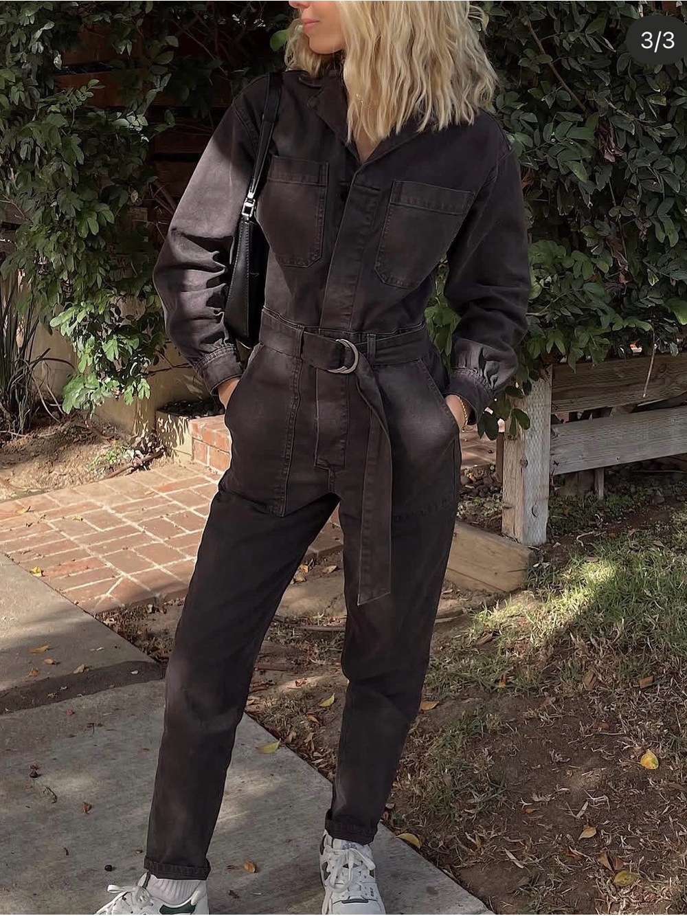 Ag Adriano Goldschmied Washed Black Utility Belted Jumpsuit